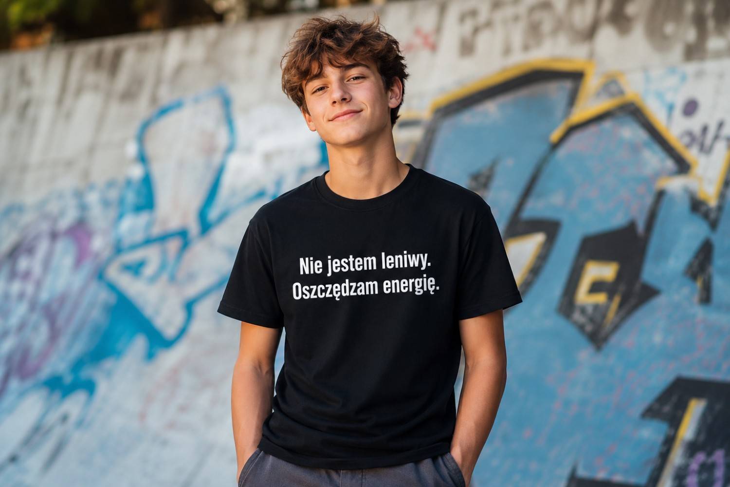 koszulka dla chłopaka z napisem nie jestem leniwy ładuję baterie